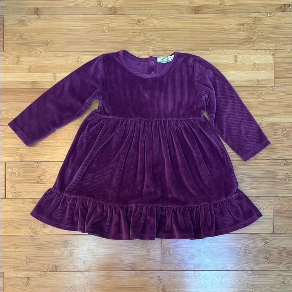 Purple Corduroy Kids Dress, Super Soft, size toddler 3T